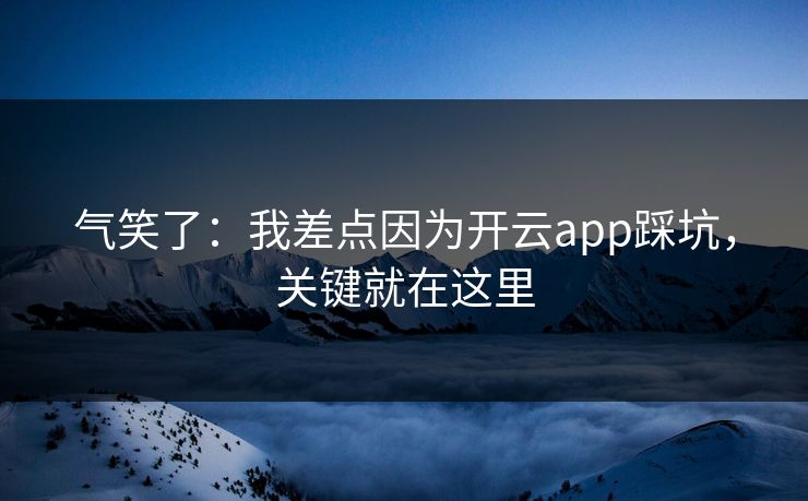 气笑了:我差点因为开云app踩坑,关键就在这里 气笑了:我差点因为开云app踩坑,关键就在这里